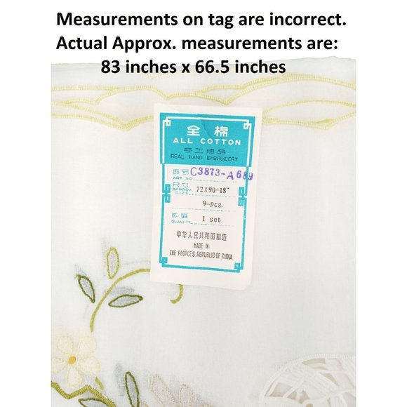 Vintage Tablecloth Napkin Set Embroidered Madeira Style New White Floral Cotton - Picture 3 of 12